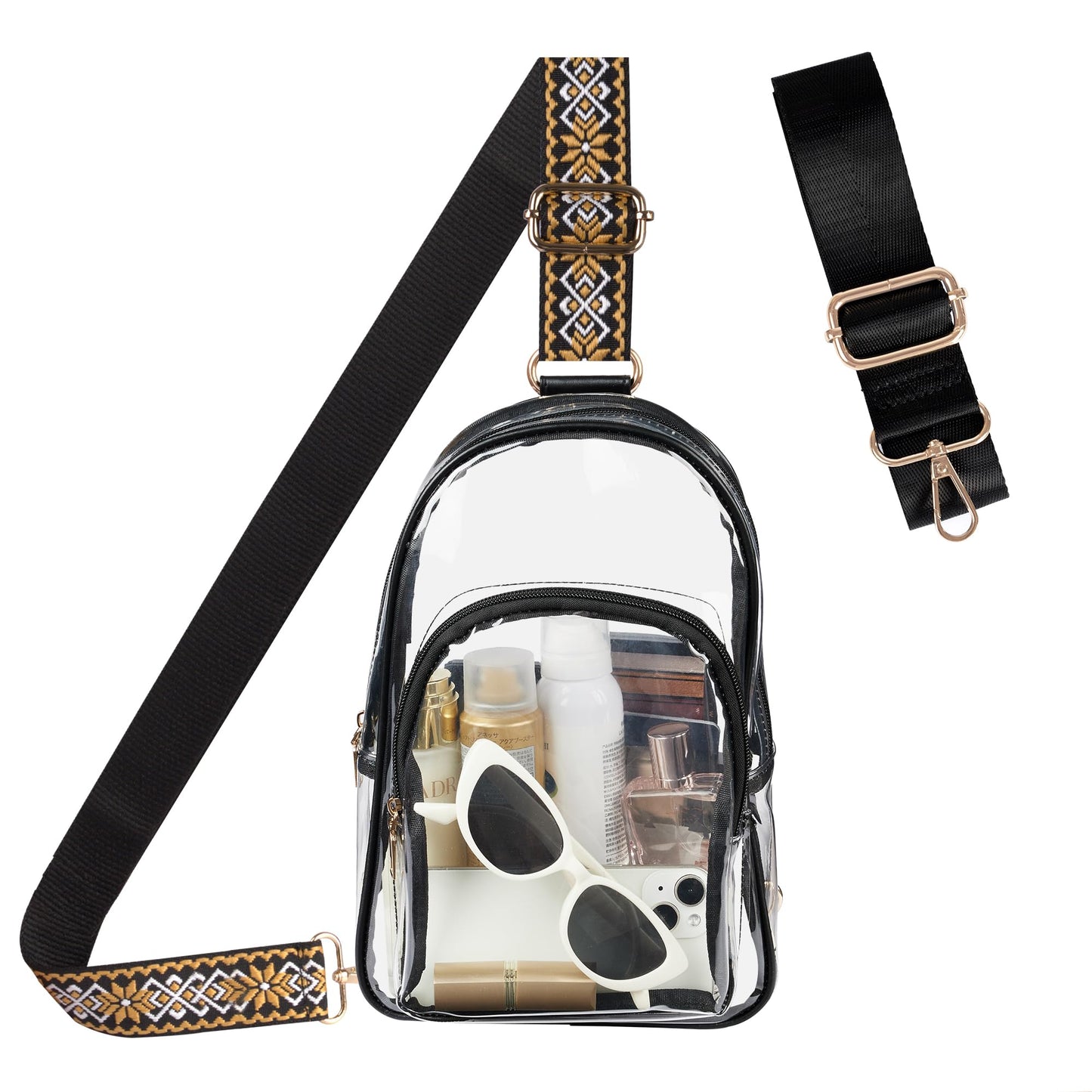 Clear Bag Stadium Approved Crossbody Sling Bag Fanny Pack Backpack Purse for Women Men for Sport Events