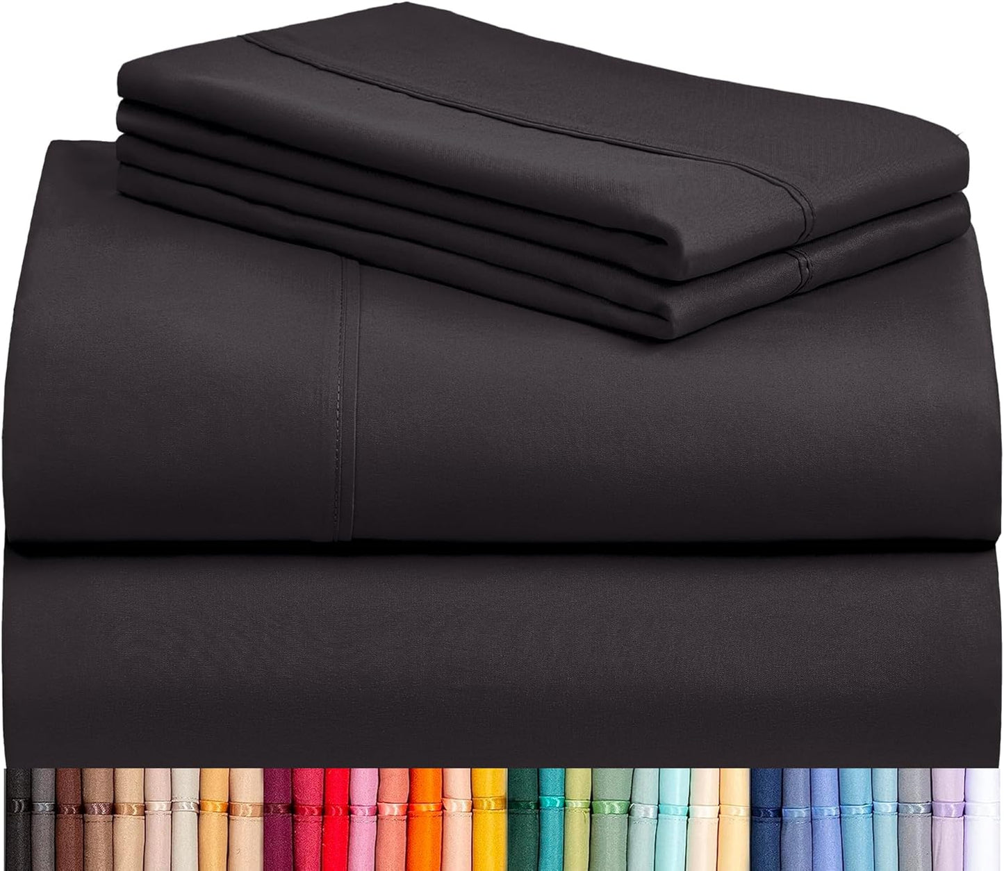 LuxClub 4 PC Full Sheet Set, Breathable Luxury Bed Sheets, Deep Pockets 18" Wrinkle Free Cooling Bed Sheets Machine Washable Hotel Bedding Silky Soft - Light Khaki Full