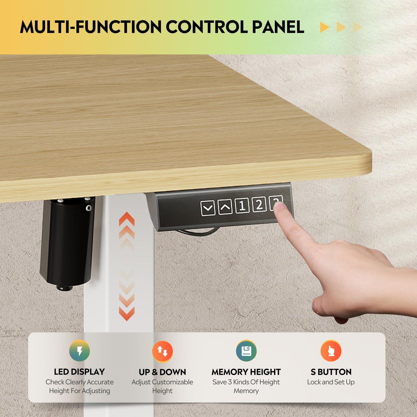 DEVAISE 48 X 24 Inches Electric Standing Desk,Height Adjustable Stand up Desk for Home Office, Ergonomic Sit to Stand Desk with Phone Holder,White