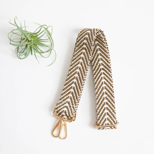 $2.97 Closeout Guitar Style Purse Strap - Olive/Cream Zig