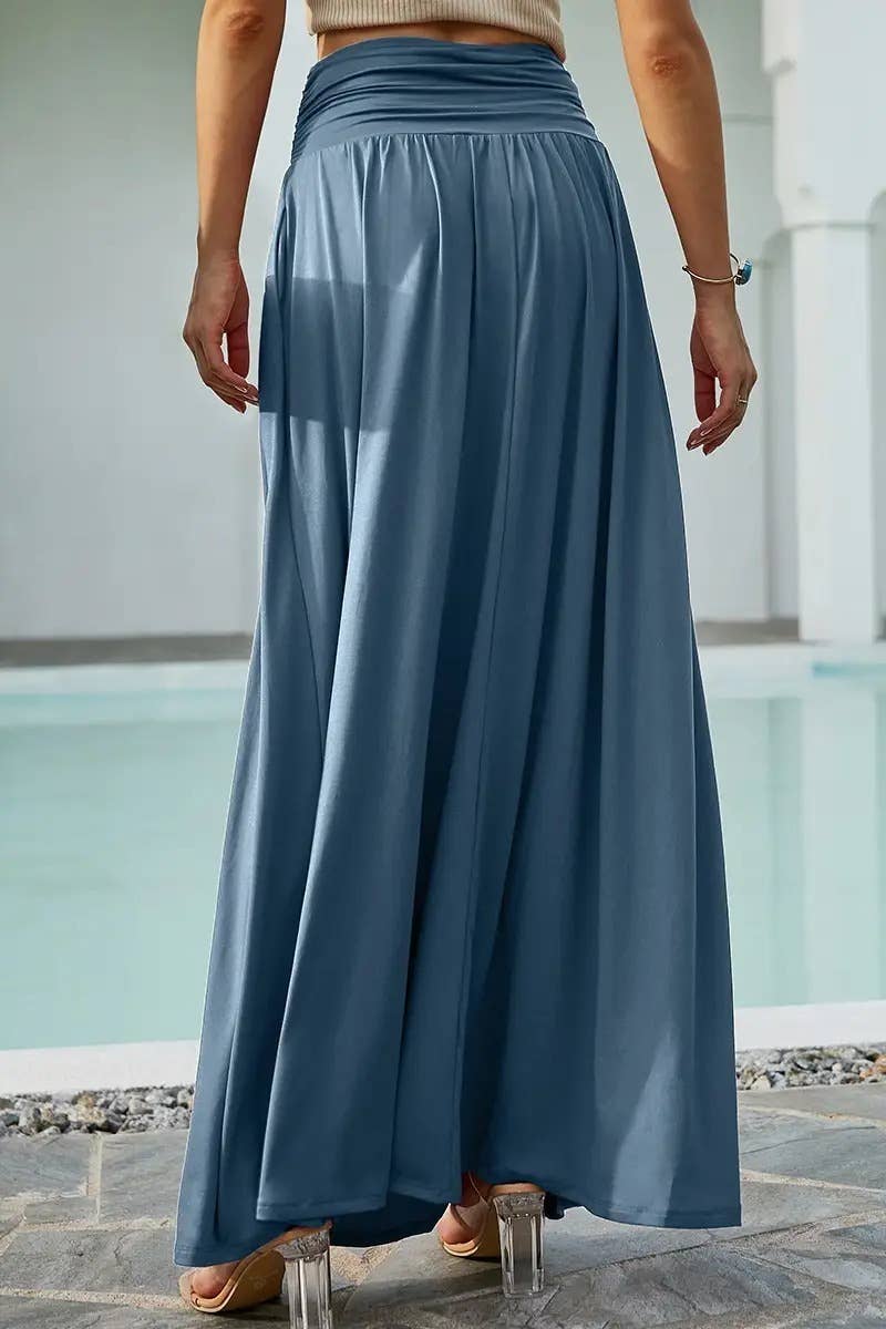 Women’s High-Waist Drawstring A-Line Maxi