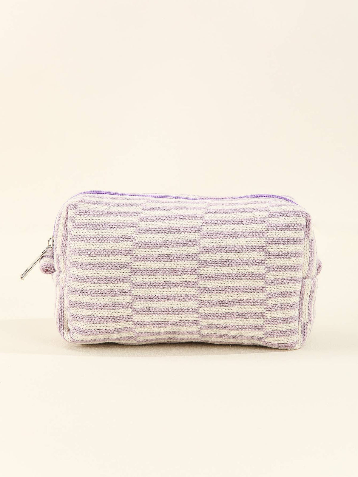 Colorful stripe travel zipper knit Cosmetic bag