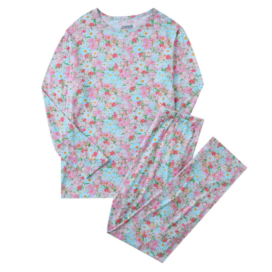 PoshTOT Baby's Breath Bamboo Adult Two-Piece Long Sleeve Pajama Set