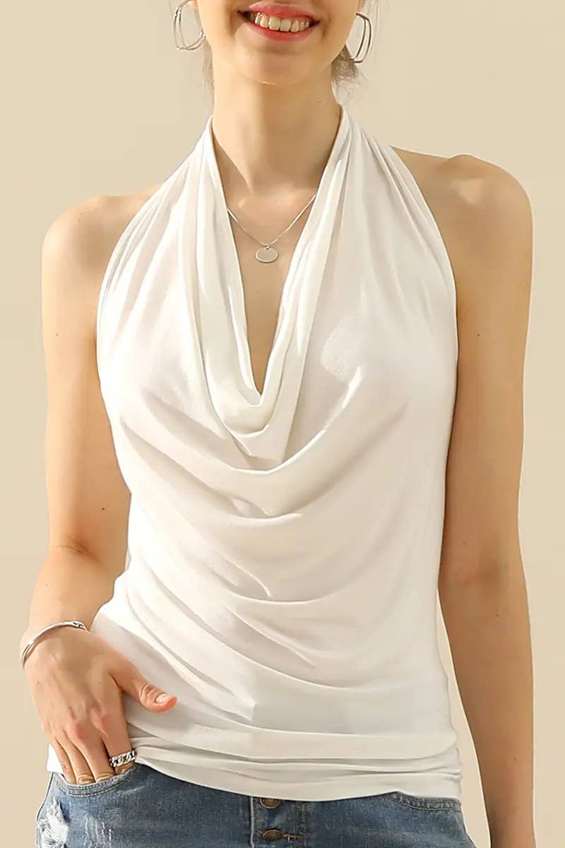 Backless Cross-Pleated Resort Top