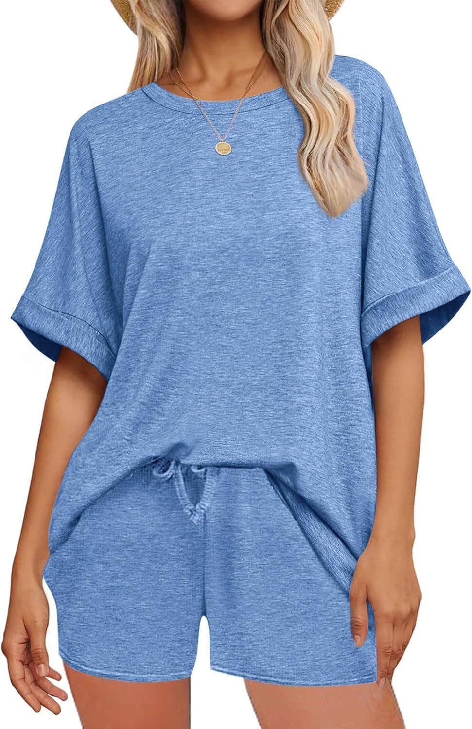 Women's Summer Casual Loose Short Sleeve T-Shirt Shorts Set