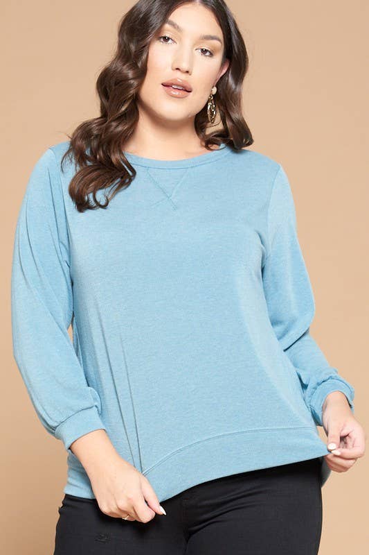 ETK-8192-PL Plus Size Solid French Terry Pullover