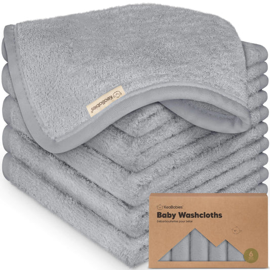 6-Pack Baby Washcloths - Soft Viscose from Bamboo Washcloth Baby Wash Cloths for Newborn Kids Bath Baby Towels Face Towel Face Cloths for Washing Face (Cool Gray)