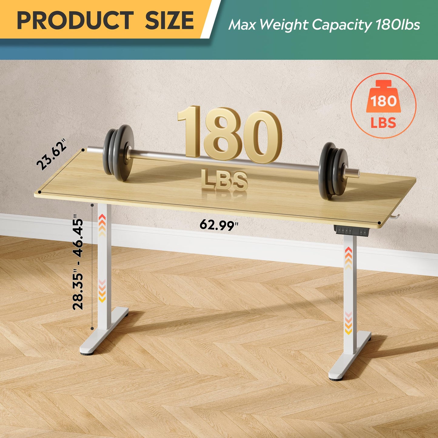 DEVAISE 48 X 24 Inches Electric Standing Desk,Height Adjustable Stand up Desk for Home Office, Ergonomic Sit to Stand Desk with Phone Holder,White