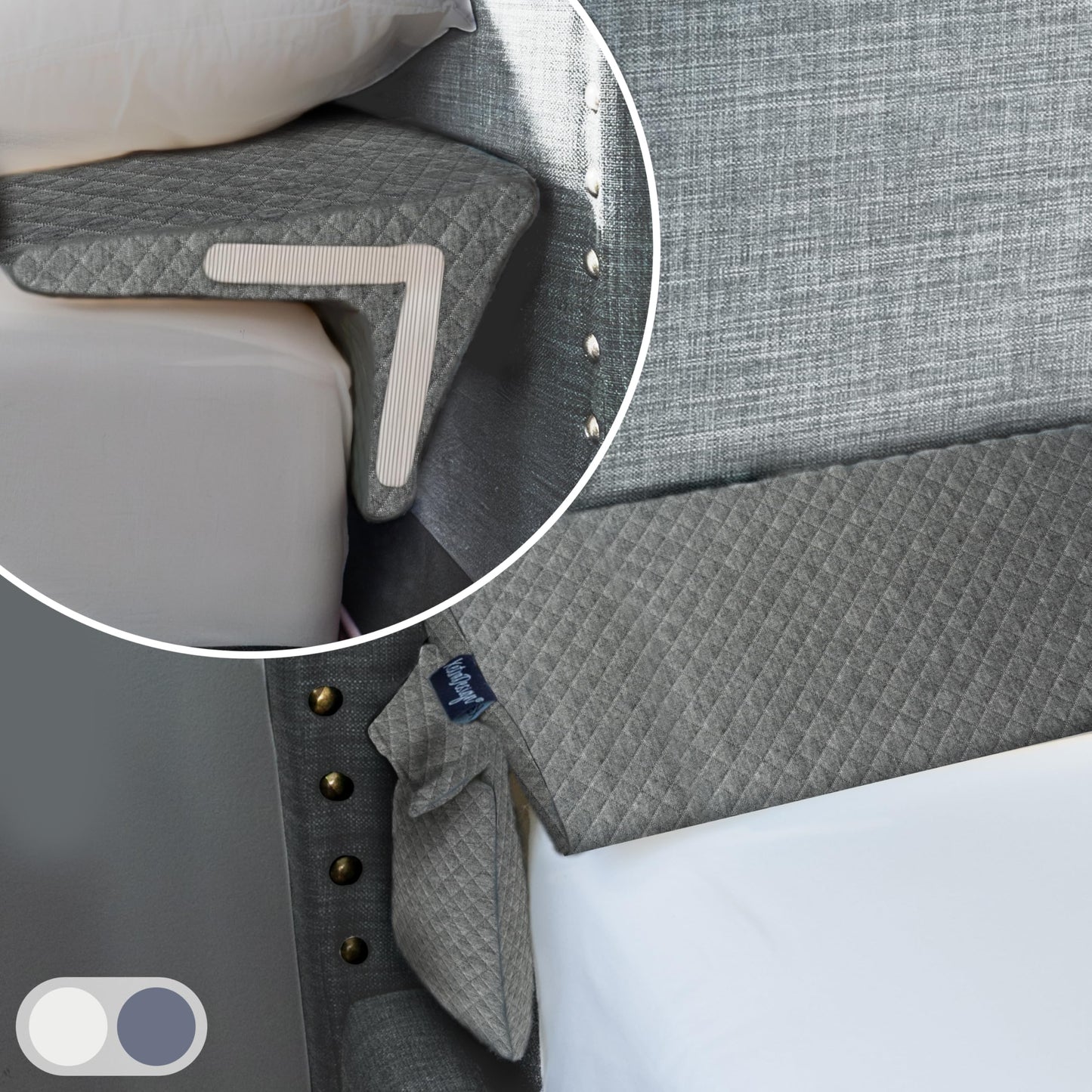 Bed Wedge Pillow for Headboard Gap Up to 7", Triangle Pillow Wedge for Headboard Gap, Bed Gap Filler, Mattress Wedge Gap Filler, Headboard Space Filler, Corner Pillow, Grey Twin 39"