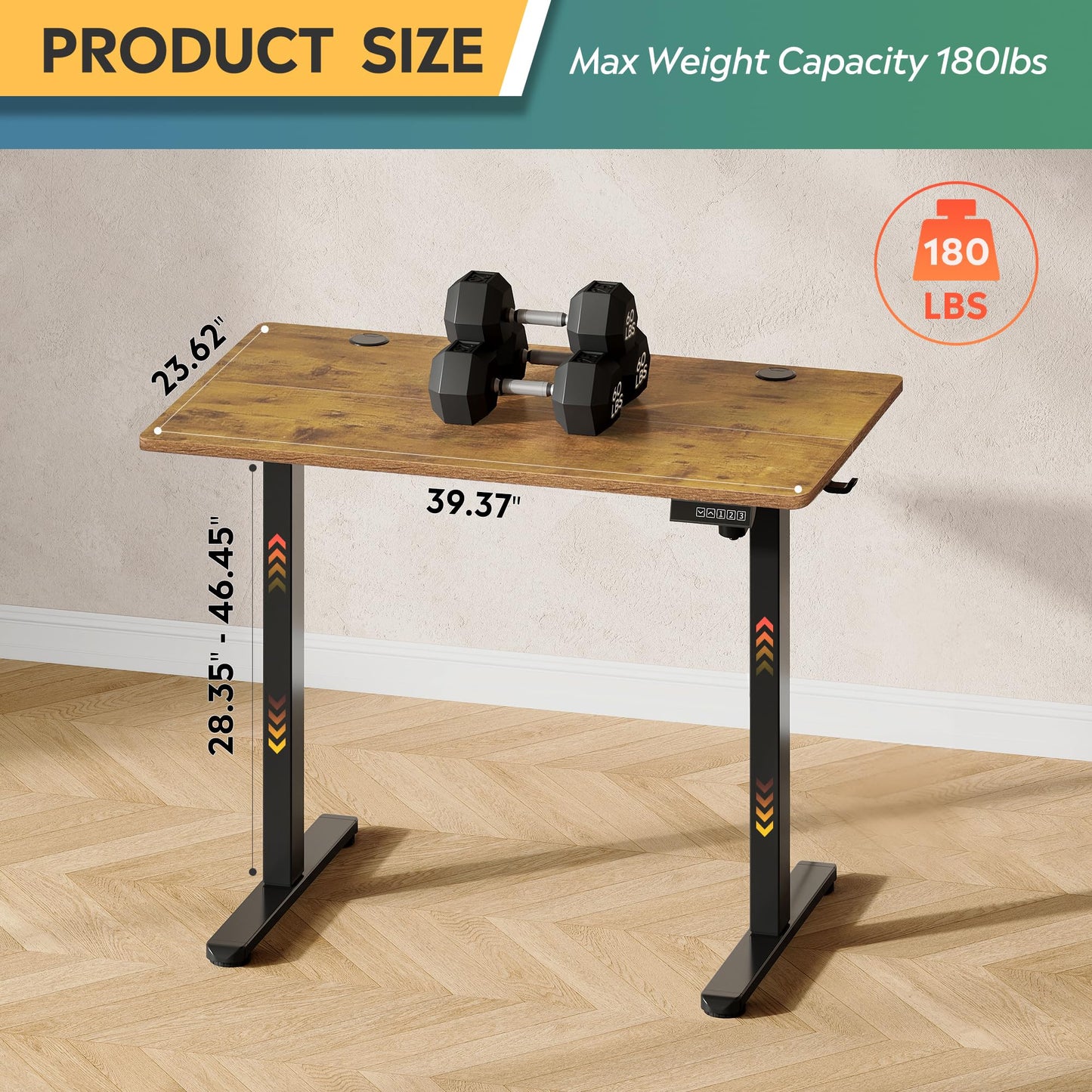 DEVAISE 48 X 24 Inches Electric Standing Desk,Height Adjustable Stand up Desk for Home Office, Ergonomic Sit to Stand Desk with Phone Holder,White