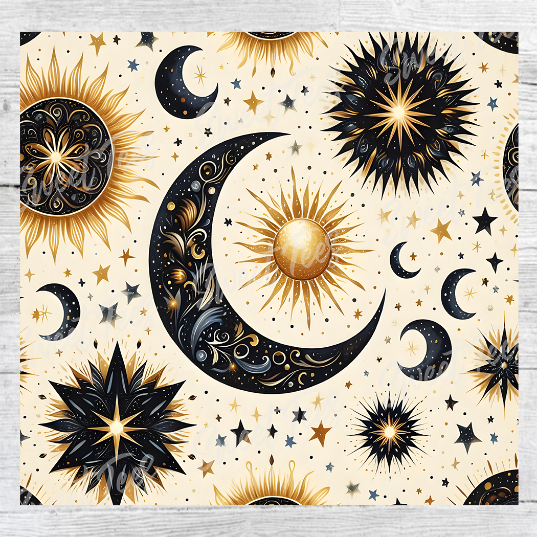 Sun Moon Stars Celestial Sublimation Tumbler 20oz 30oz
