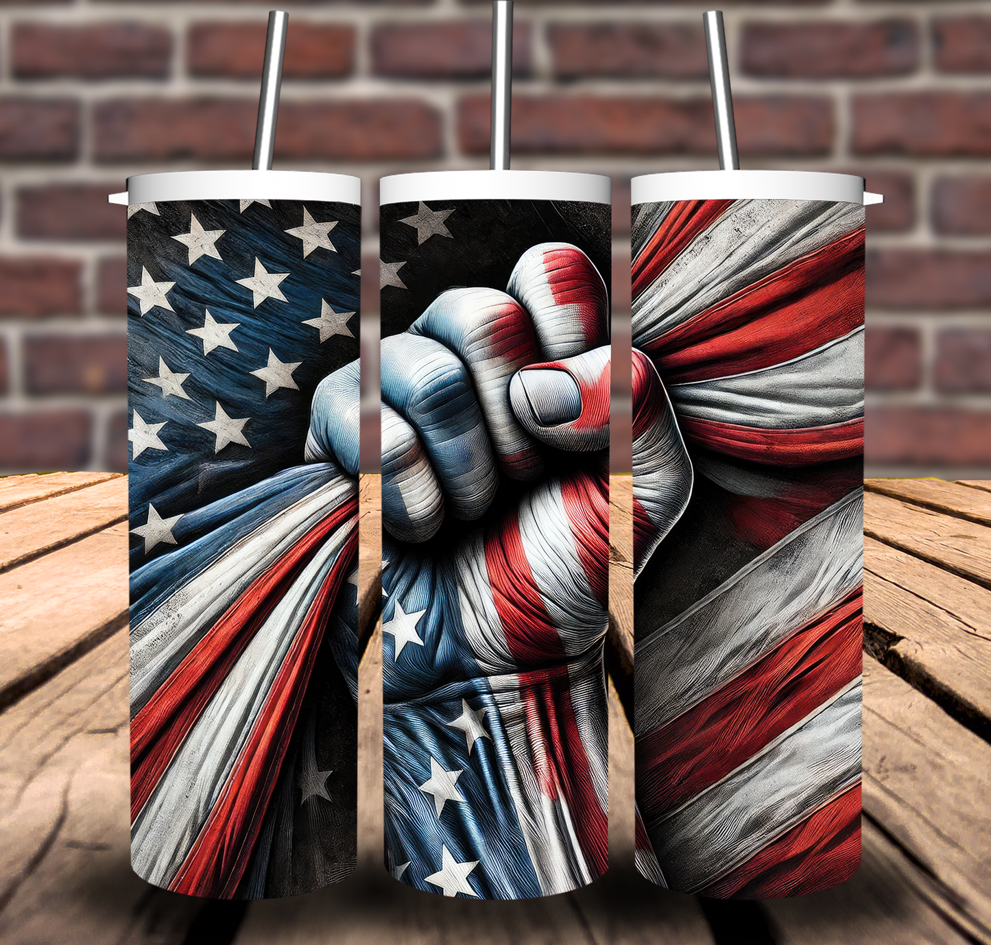 American Flag Patriotic Hand Sublimation Tumbler 20oz 30oz