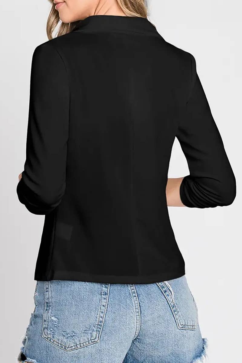 Women’s Pleated 3/4 Sleeve Linen Blazer