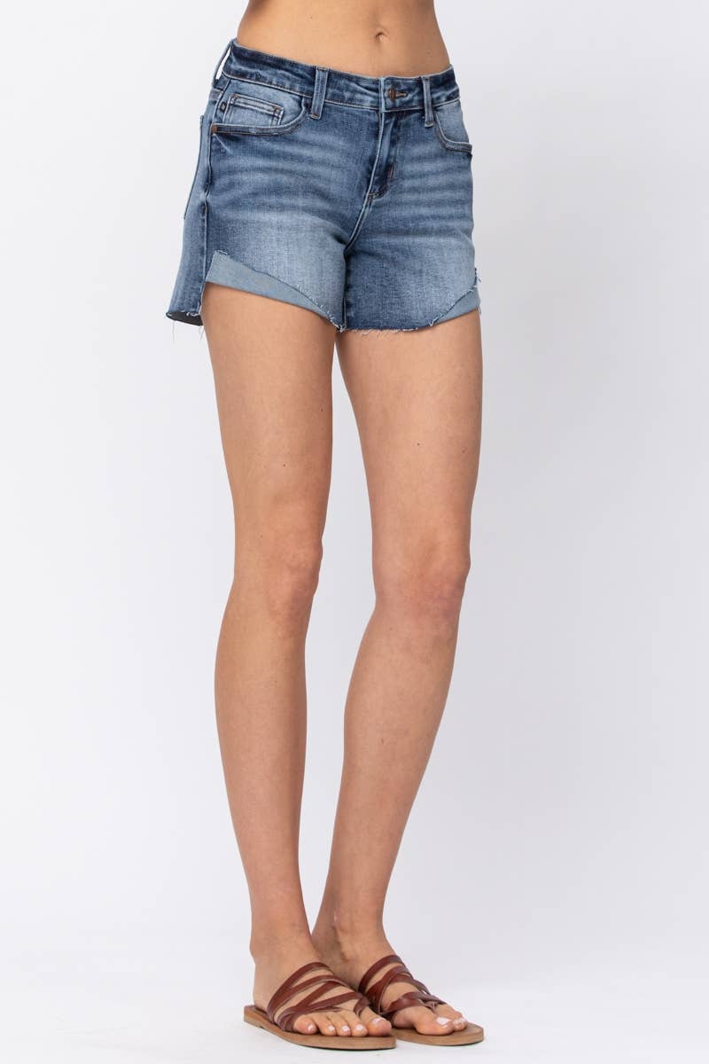 Mid-Rise Half Cuffed Shorts (XL Only)