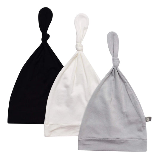 KYTE BABY Rayon Made from Bamboo Baby Beanie Soft Knotted Caps 3-6 Months Midnight Cloud and Storm 3 Pack