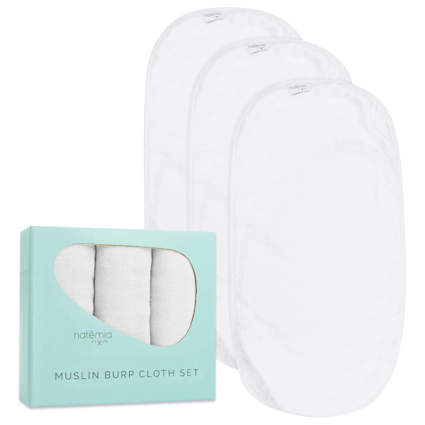 Natemia Muslin Burp Cloths for Baby Boys and Girls - Super Absorbent Baby Burp Cloths Viscose Derived from Bamboo Cotton Baby Washcloths 3-Pack Neutral Burp Cloths for Newborn 21" x 11"