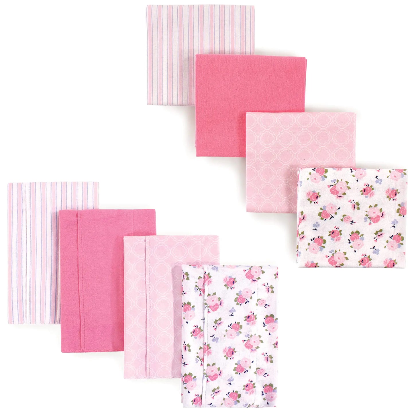 Luvable Friends Unisex Baby Cotton Flannel Burp Cloths and Receiving Blankets 8-Piece Garden One Size