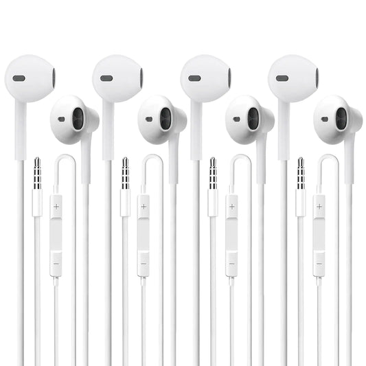 CLIPSUN Wired Earbuds 4 Pack Earbuds HiFi Stereo Wired Earphones Headphones with Microphone Volume Control Compatible with iPad Laptop MP3 Android Smartphones Fits All 3.5mm Jack Device