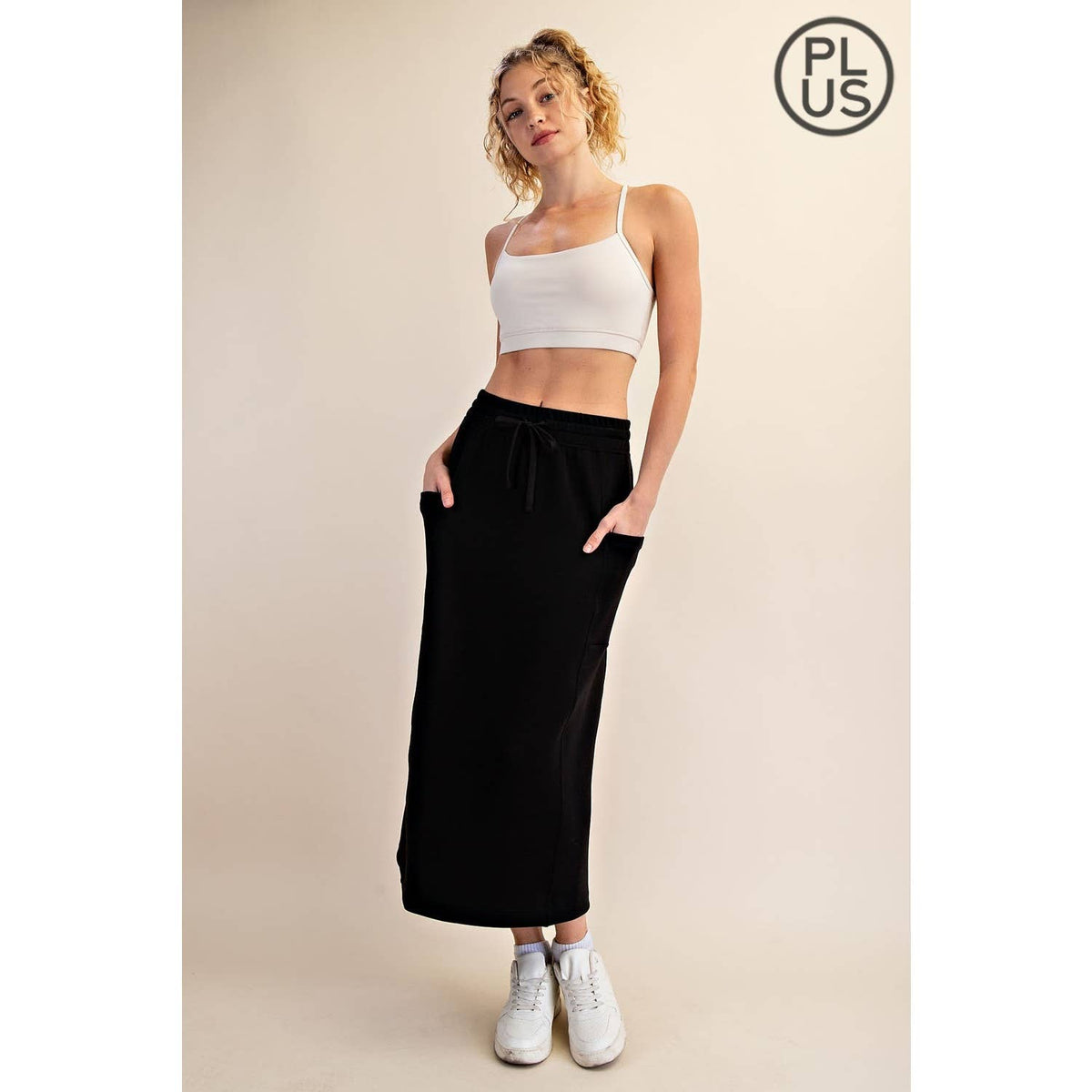 PLUS SIZE MODAL SCUBA LONG SKIRT