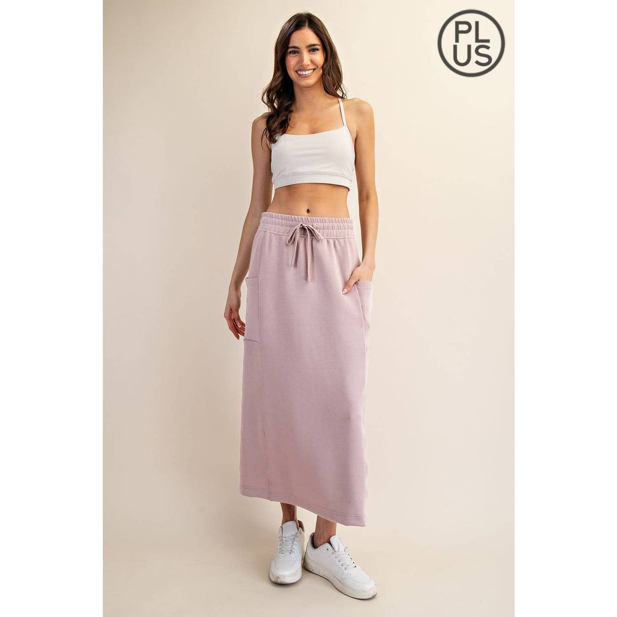 PLUS SIZE MODAL SCUBA LONG SKIRT