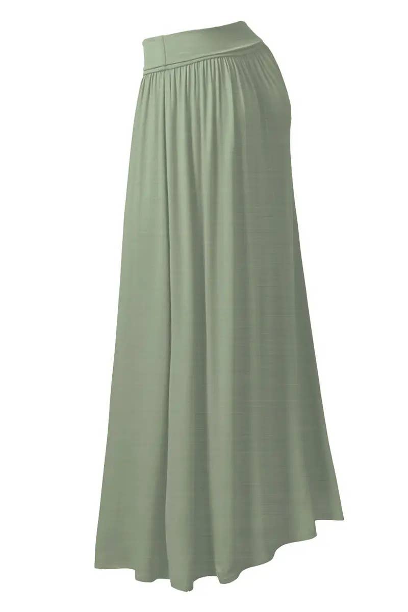 High Waist Pleated Elastic Maxi Skirt Women