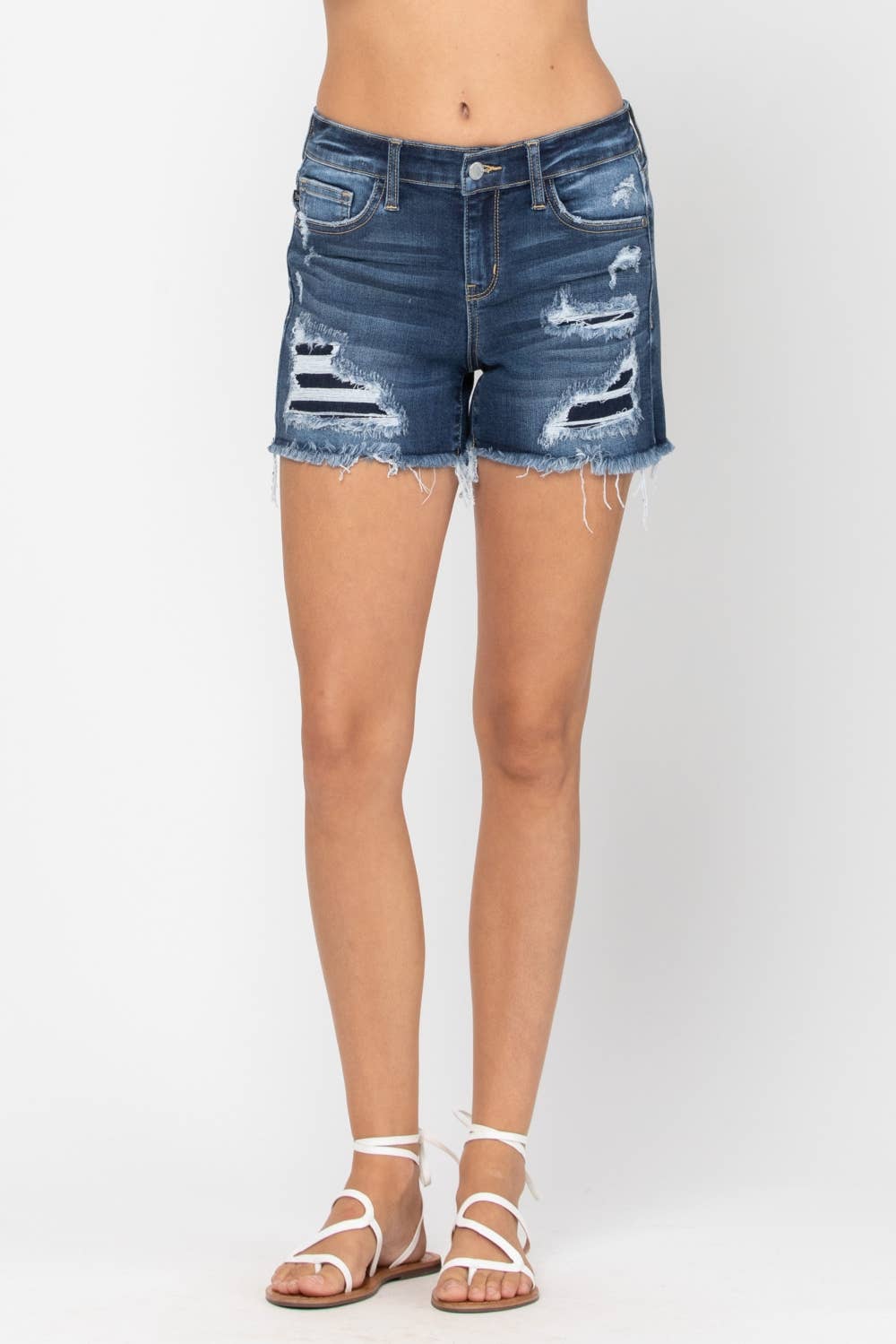 Mid-Rise Patch Cut Off Shorts (XL Only)