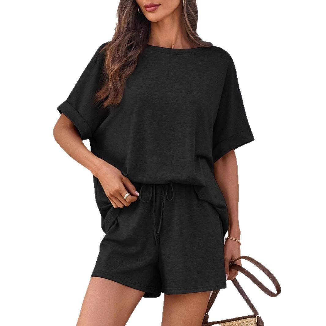 Women's Summer Casual Loose Short Sleeve T-Shirt Shorts Set