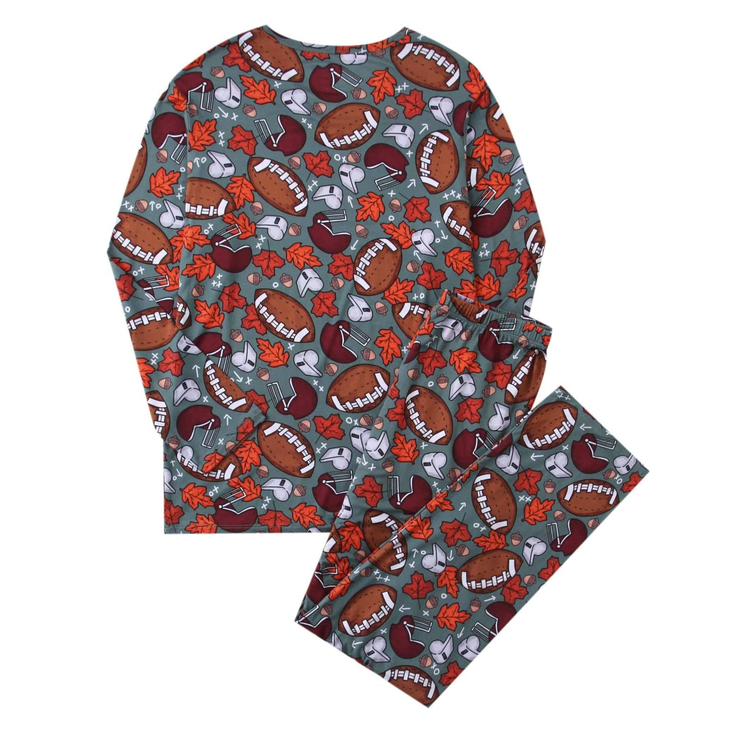 PoshTOT Football Bamboo Adult Two-Piece Long Sleeve Pajama Set