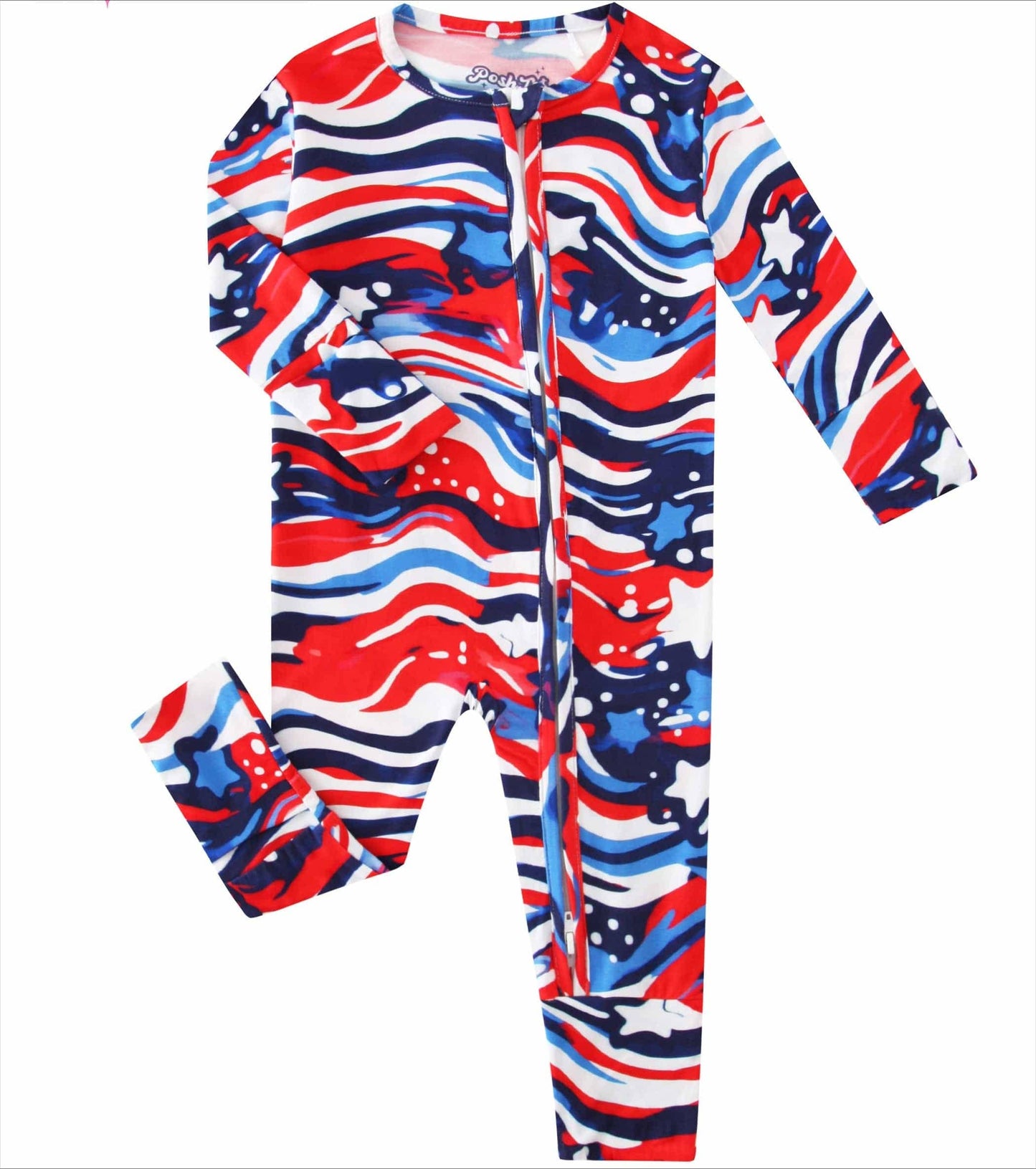 PoshTOT Americana Bamboo Baby Convertible Zippy Romper