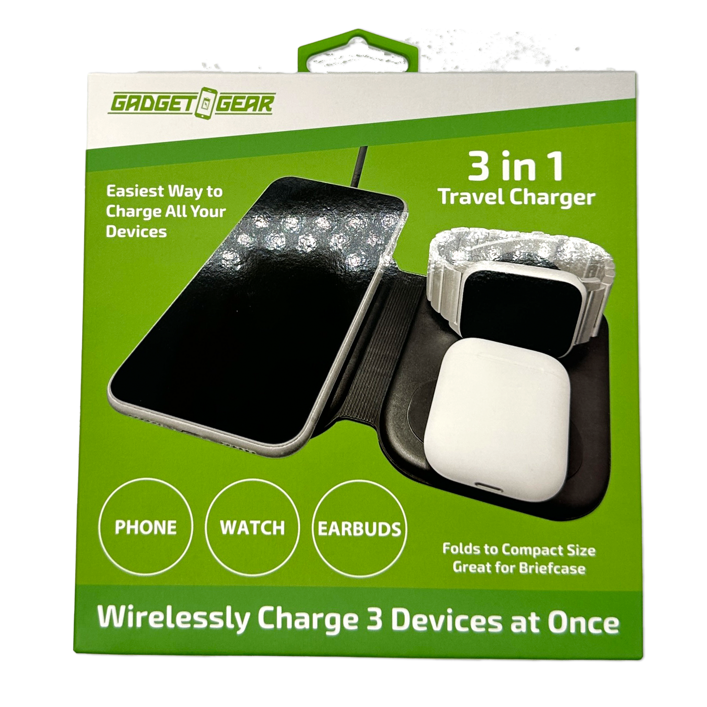 Gadget Gear 3-IN-1 Wireless Travel Charger- 4/Pack