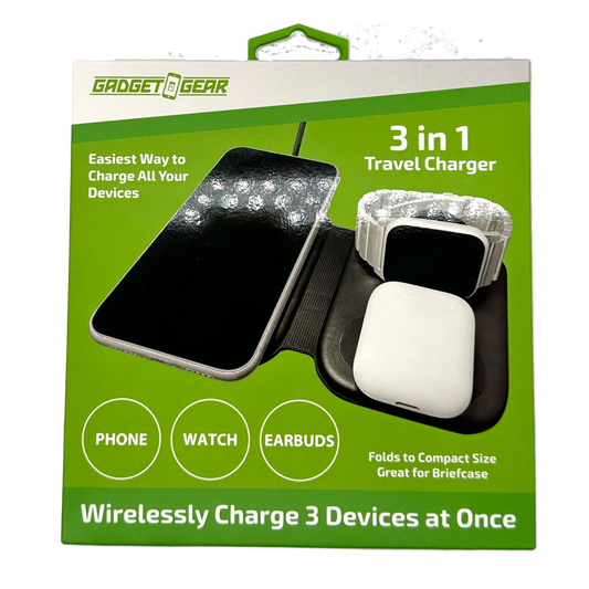 Gadget Gear 3-IN-1 Wireless Travel Charger- 4/Pack