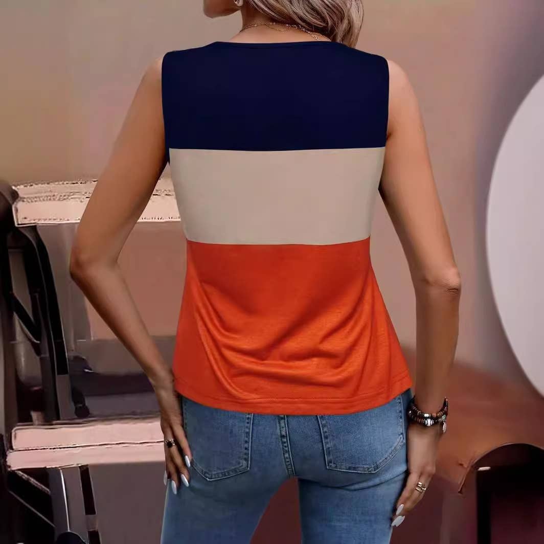 Summer colorblock striped tank top