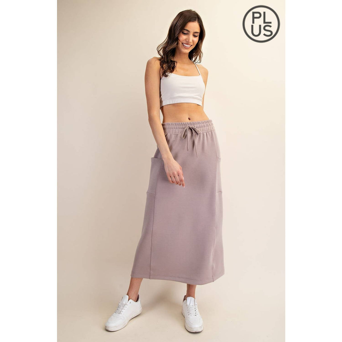 PLUS SIZE MODAL SCUBA LONG SKIRT