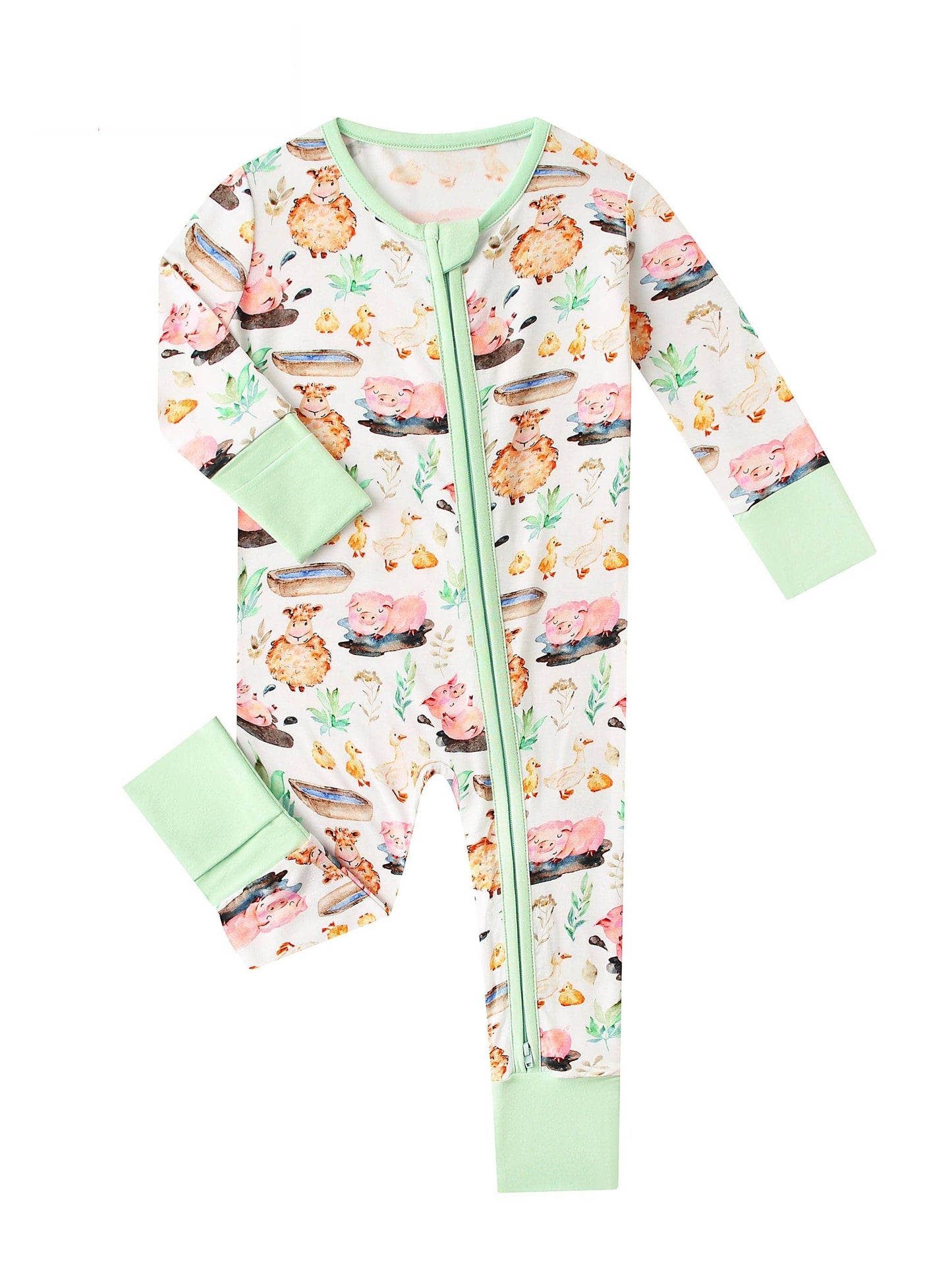 Posh TOT Farmyard Fun Bamboo Baby Convertible Zippy Romper