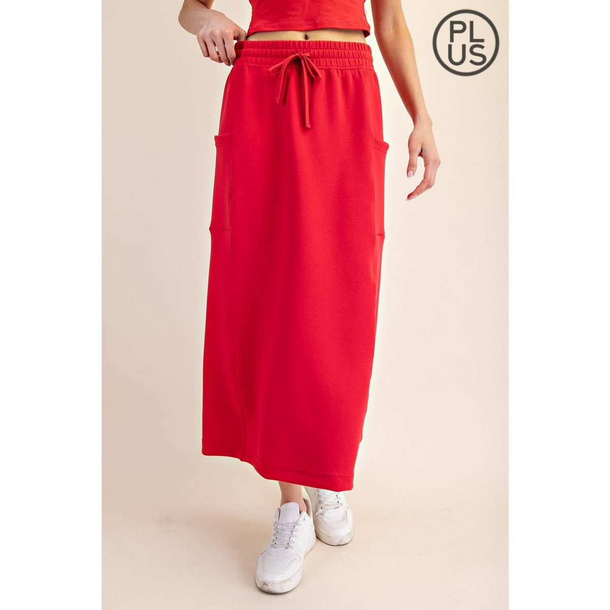 PLUS SIZE MODAL SCUBA LONG SKIRT