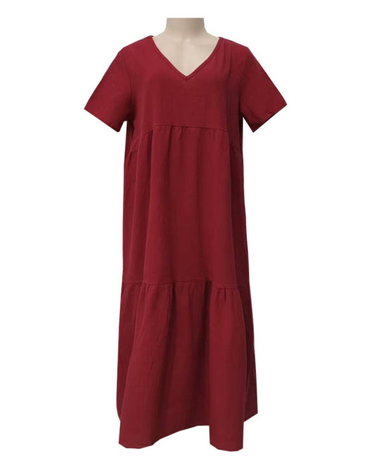 V-Neck Irregular Long Swing Dress