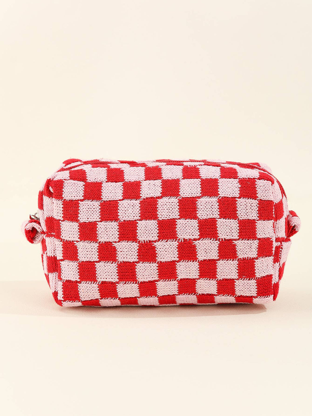 Colorful Checkered travel zipper knit Cosmetic bag