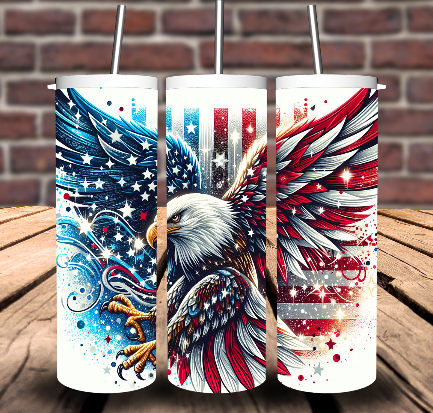 American Flag Bald Eagle Sublimation Tumbler 20oz 30oz
