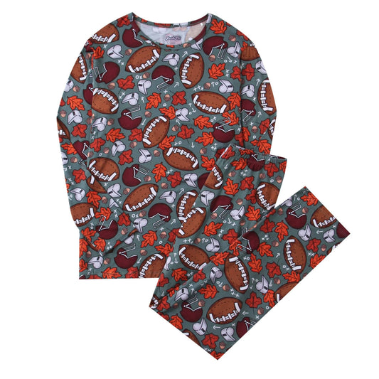 PoshTOT Football Bamboo Adult Two-Piece Long Sleeve Pajama Set