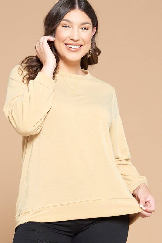 ETK-8192-PL Plus Size Solid French Terry Pullover