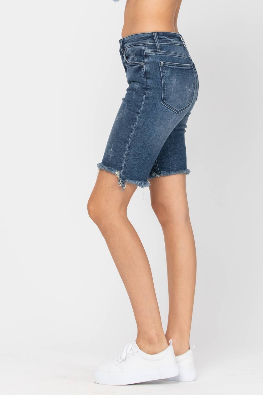 High Rise Cut Off Bermuda Shorts (XL Only)