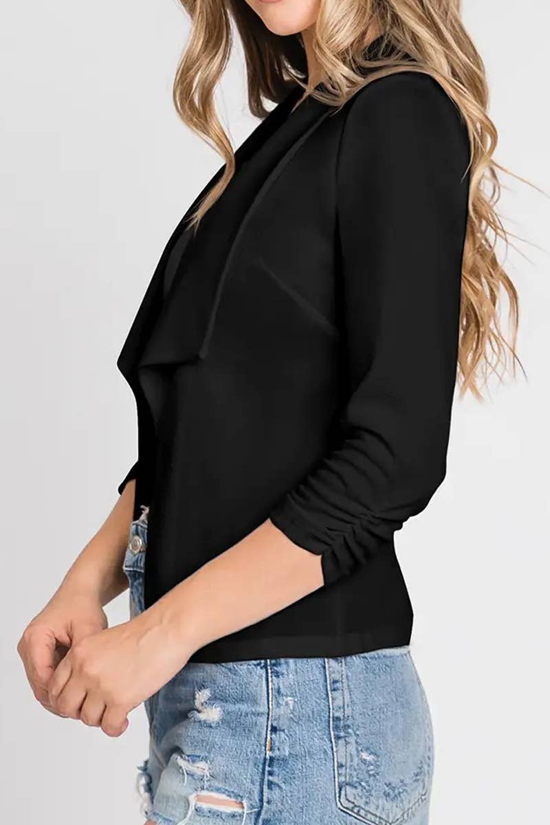 Women’s Pleated 3/4 Sleeve Linen Blazer