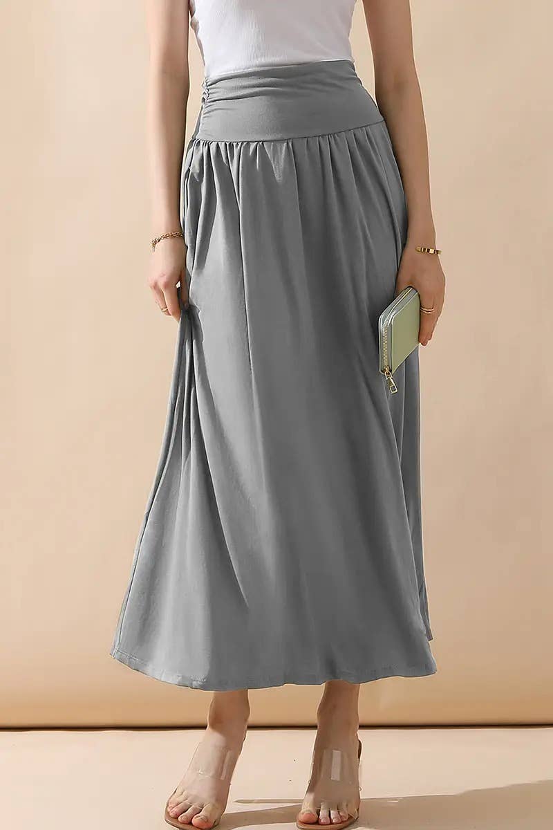 Women’s High-Waist Drawstring A-Line Maxi
