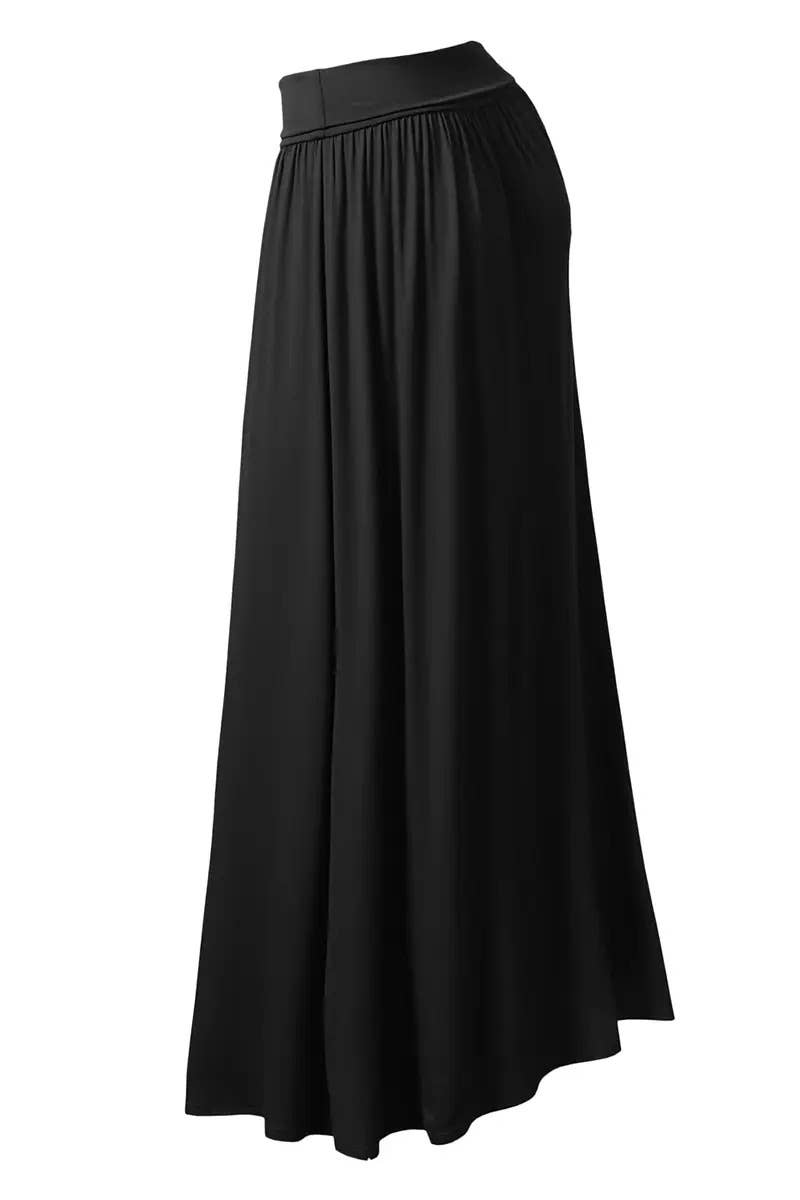 High Waist Pleated Elastic Maxi Skirt Women