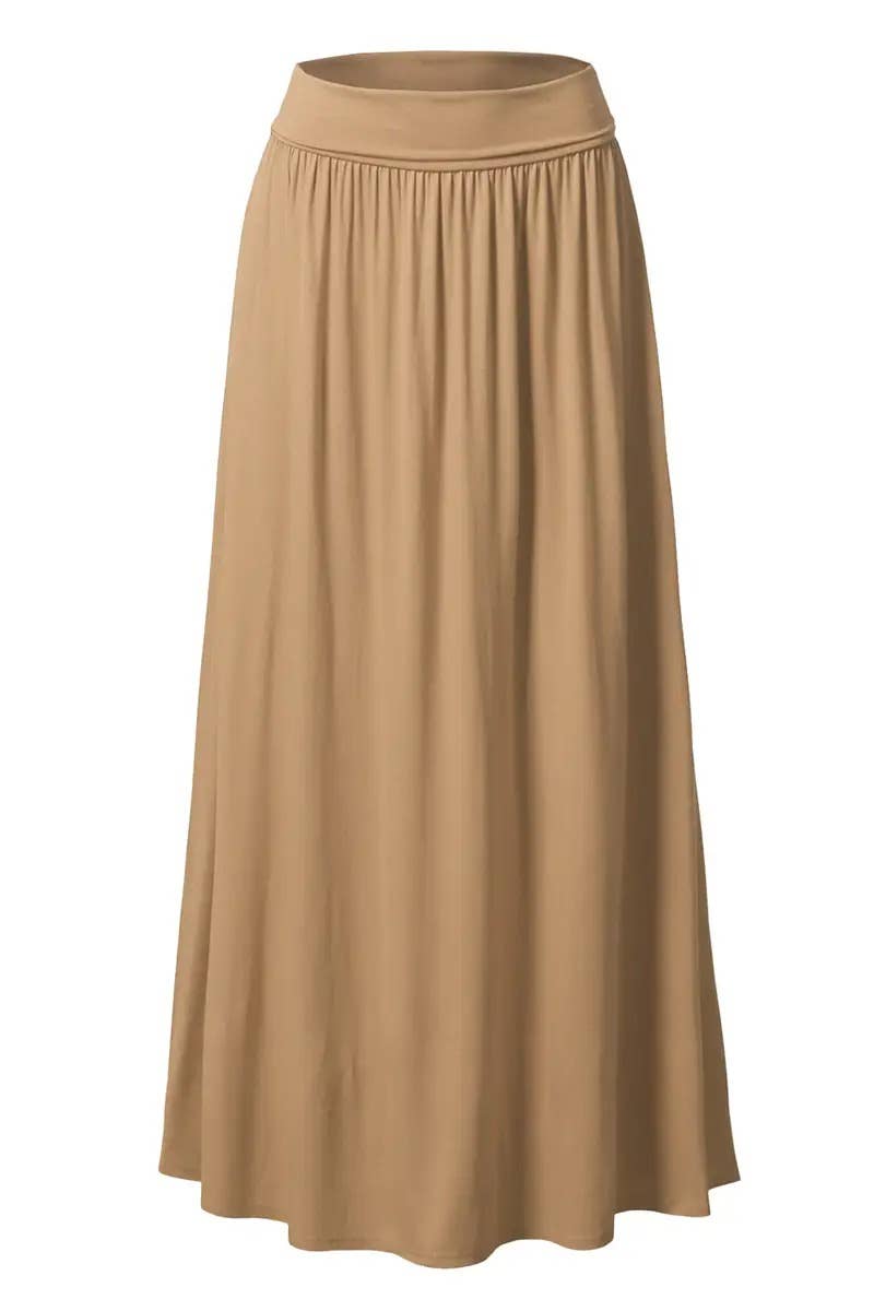 High Waist Pleated Elastic Maxi Skirt Women