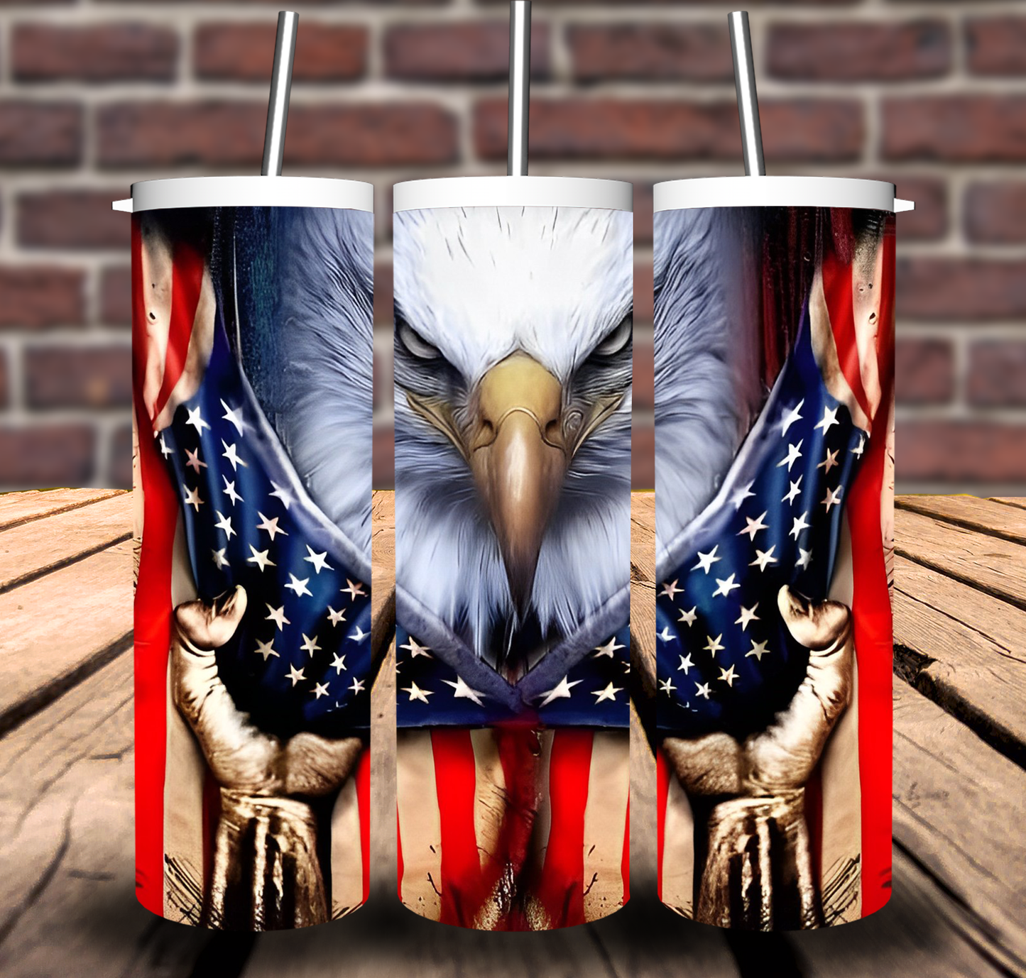 American Flag Bald Eagle Sublimation Tumbler 20oz 30oz