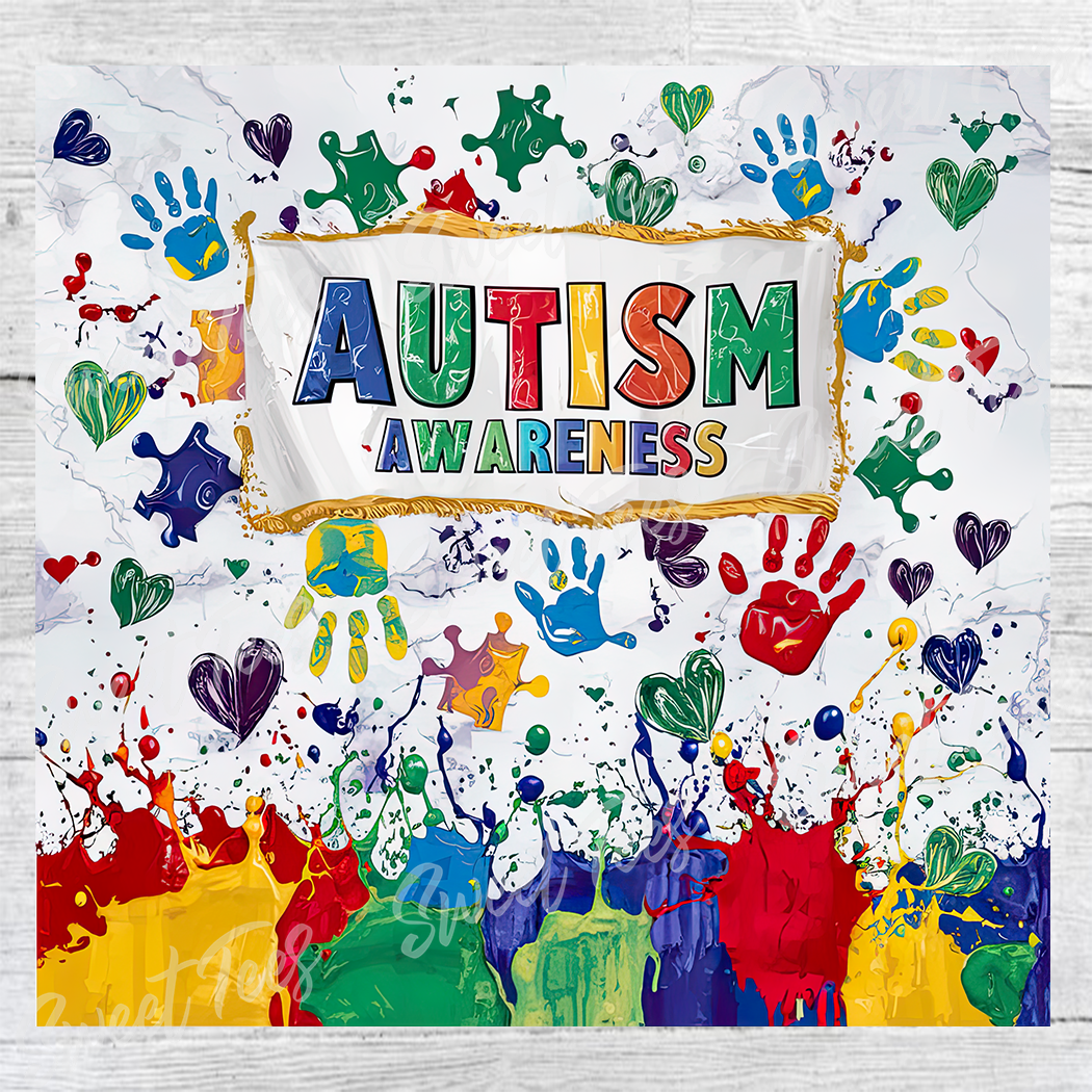 Autism Awareness Paint Sublimation Tumbler 20oz 30oz