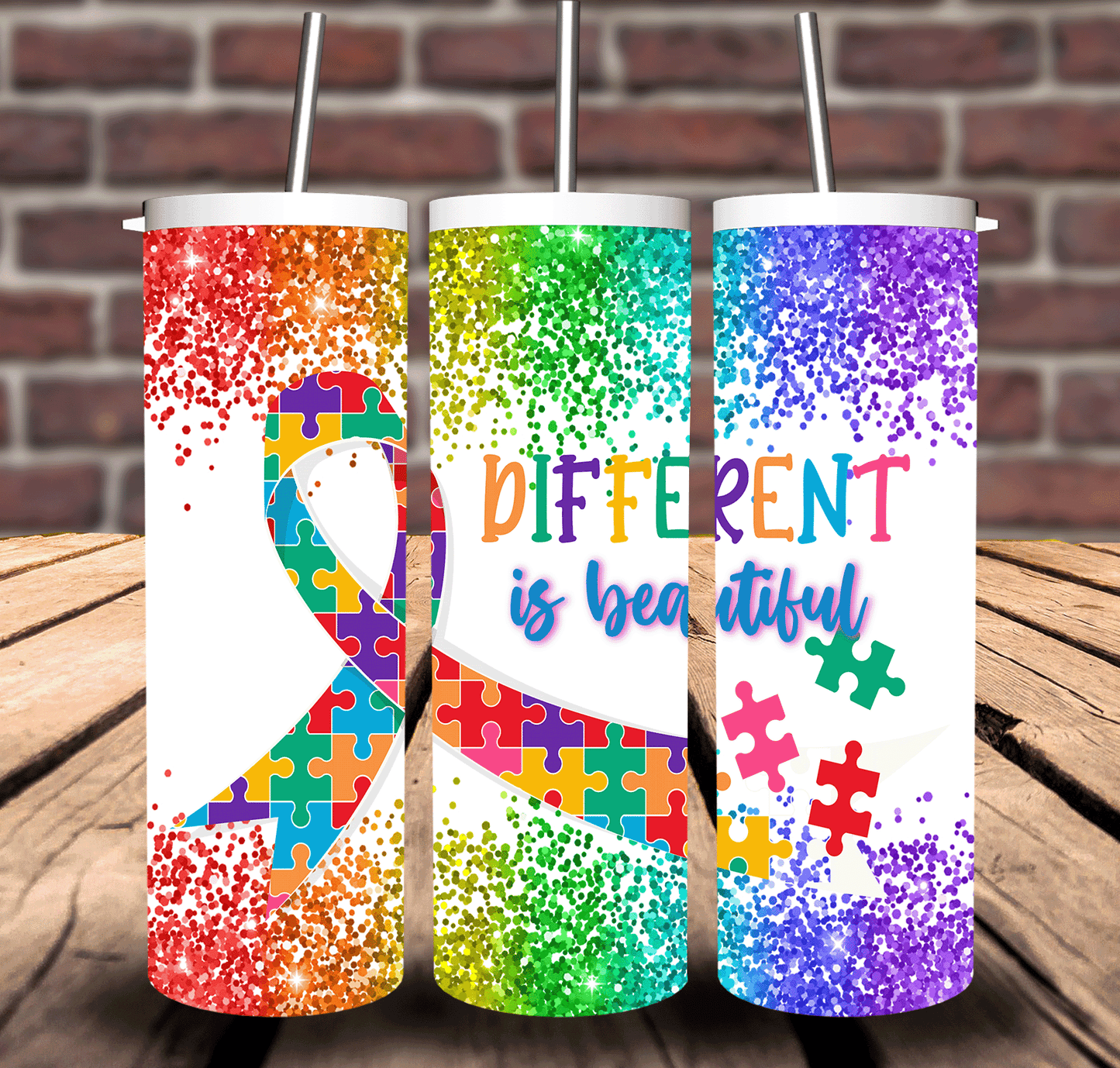 Different is Beautiful Autism Sublimation Tumbler 20oz 30oz