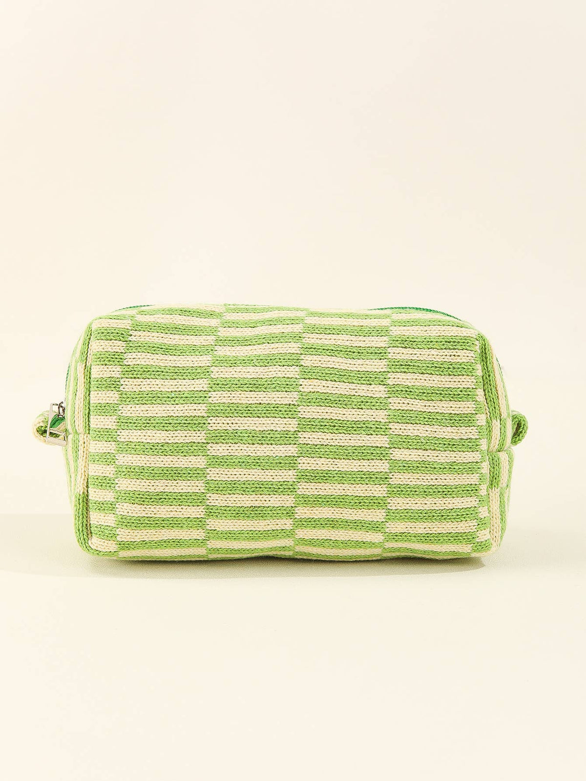 Colorful stripe travel zipper knit Cosmetic bag