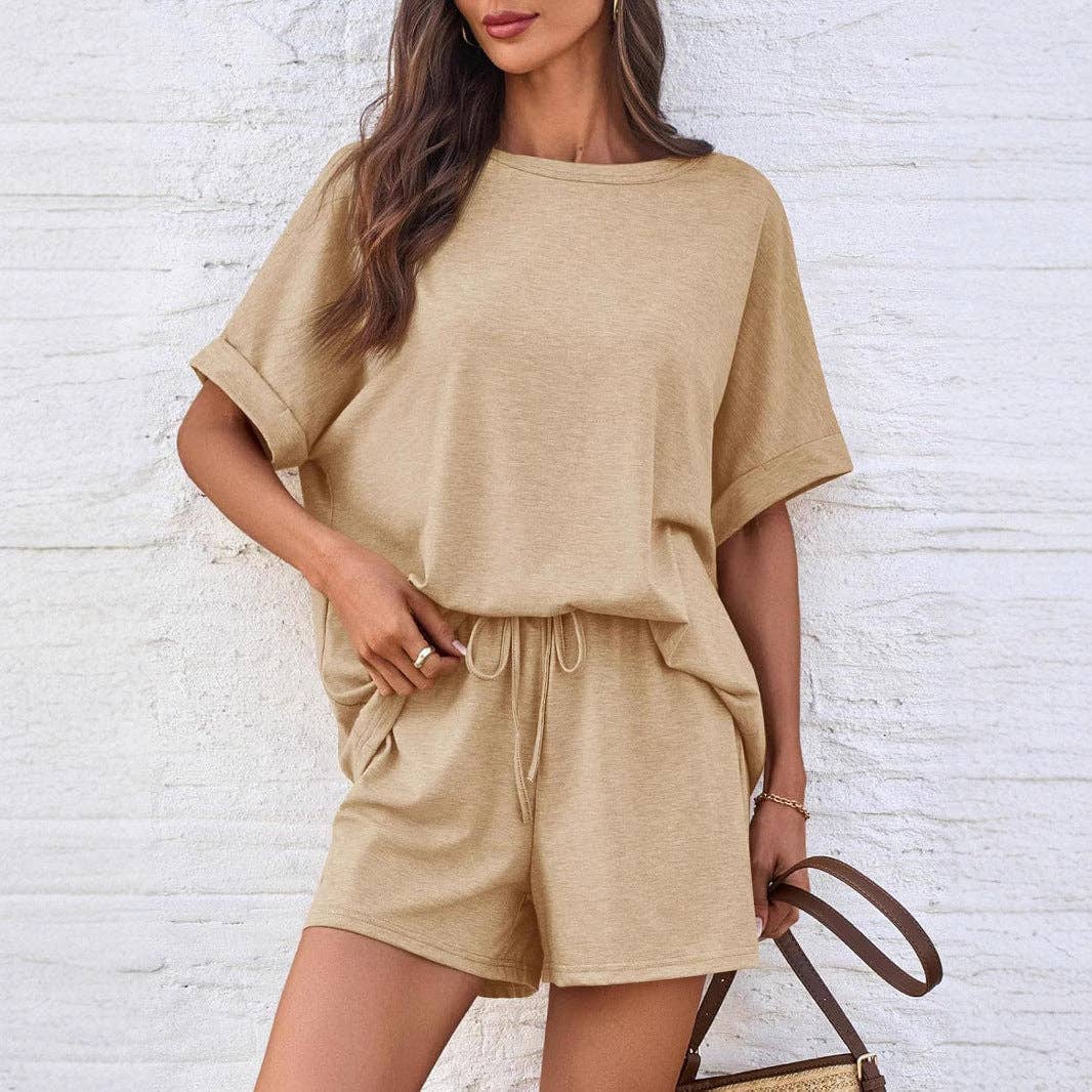 Women's Summer Casual Loose Short Sleeve T-Shirt Shorts Set